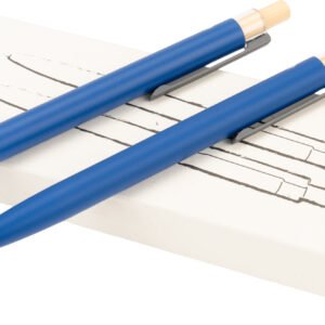 Writing set semi-gel pen and mechanical pencil made of recycled aluminum SIEGFRIED blue
