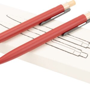 Writing set semi-gel pen and mechanical pencil made of recycled aluminum SIEGFRIED red