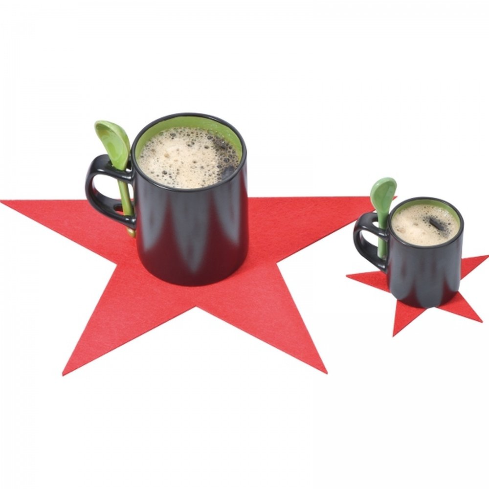 Set of felt star coasters CATERINA red - Image 2