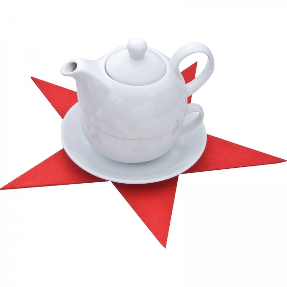 Set of felt star coasters CATERINA red - Image 3
