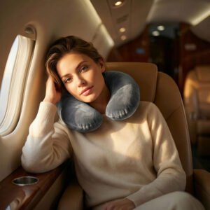 Travel set pillow, sleep mask, earplugs SYLVIA grey