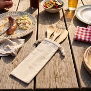 Bamboo cutlery set GREGOR beige