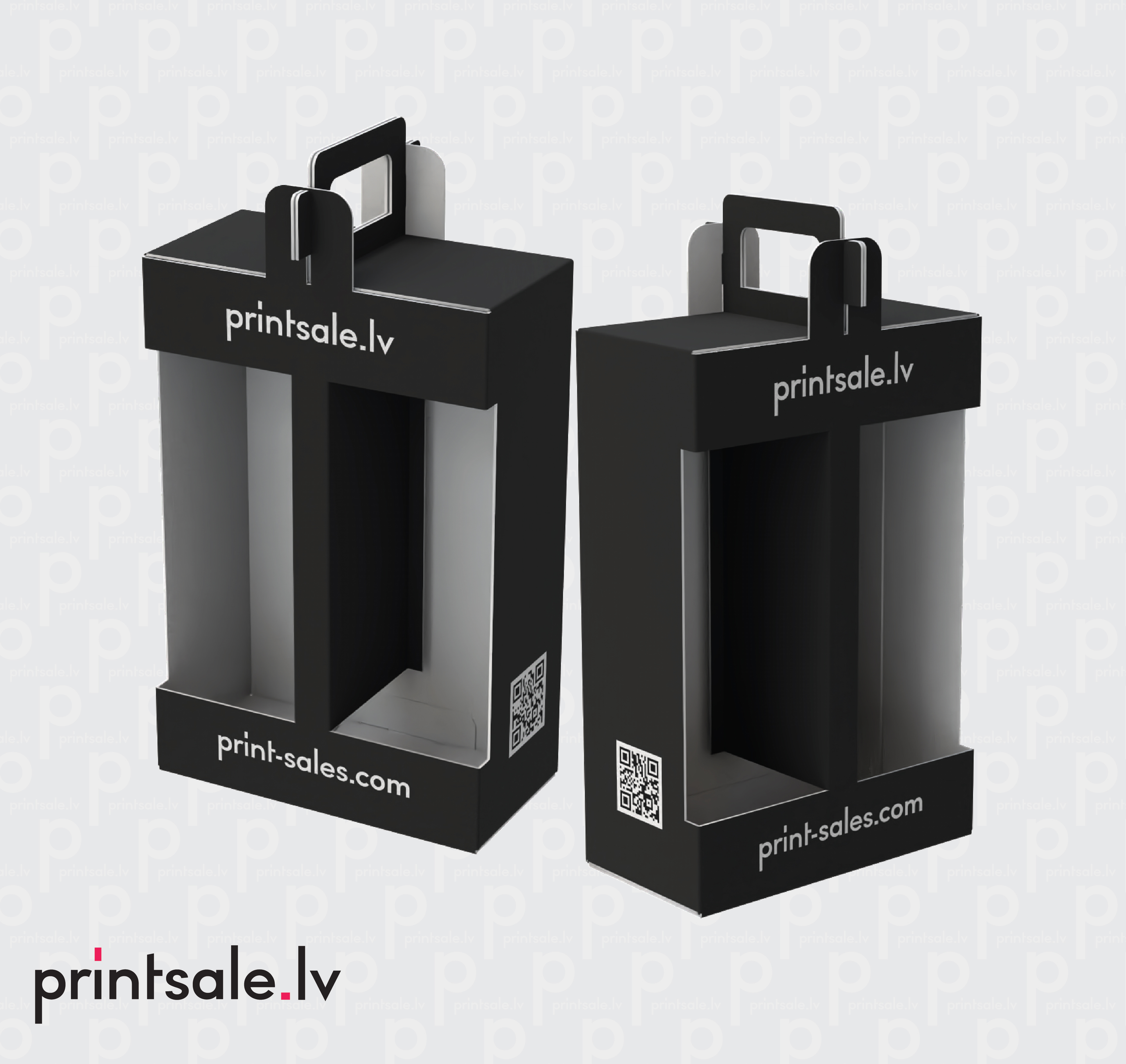 Tuck end box variations two-square handles