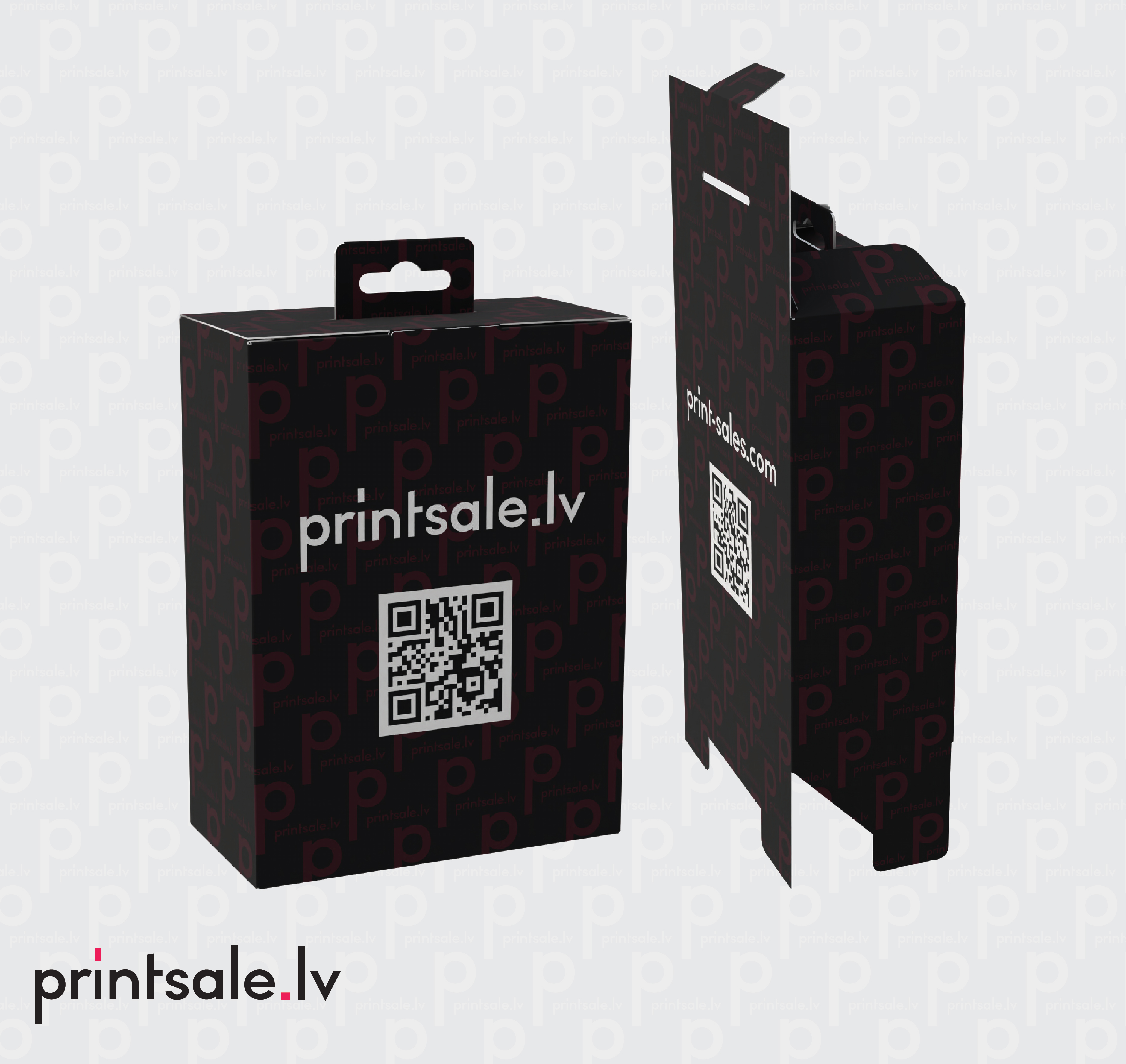 Tuck end hanging packaging box